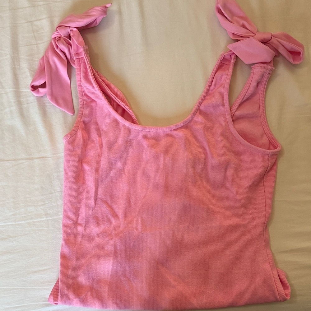 Elegant Pink Tank Top with Bow Straps
